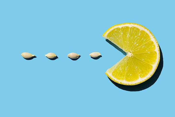 Sementes de uma rodela de limão